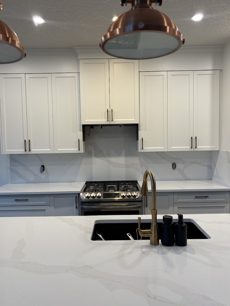 Diamond Granite & Quartz Corp project — white quartz island