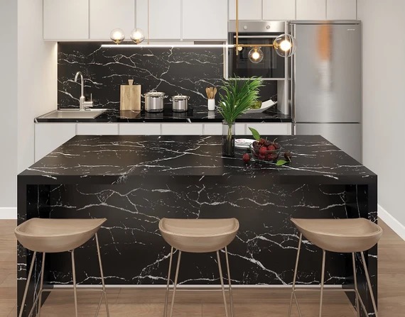 Diamond Granite & Quartz Corp project — black marble kitchen